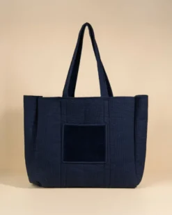 Sac cabas réversible deepa velours bleu nuit