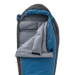 Sac de couchage large noir et bleu