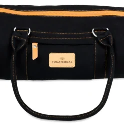 Sac de transport noir tapis yoga coton