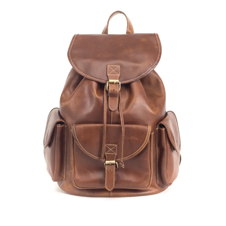 Sac à dos cuir indiana havane