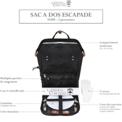 Sac à dos pique-nique escapade noir 2p