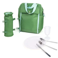 Sac-à-dos pique-nique isotherme avec vaisselle 4 personnes et porte-bouteille