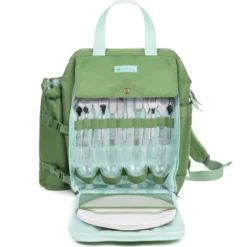 Sac-à-dos pique-nique isotherme avec vaisselle 4 personnes et porte-bouteille