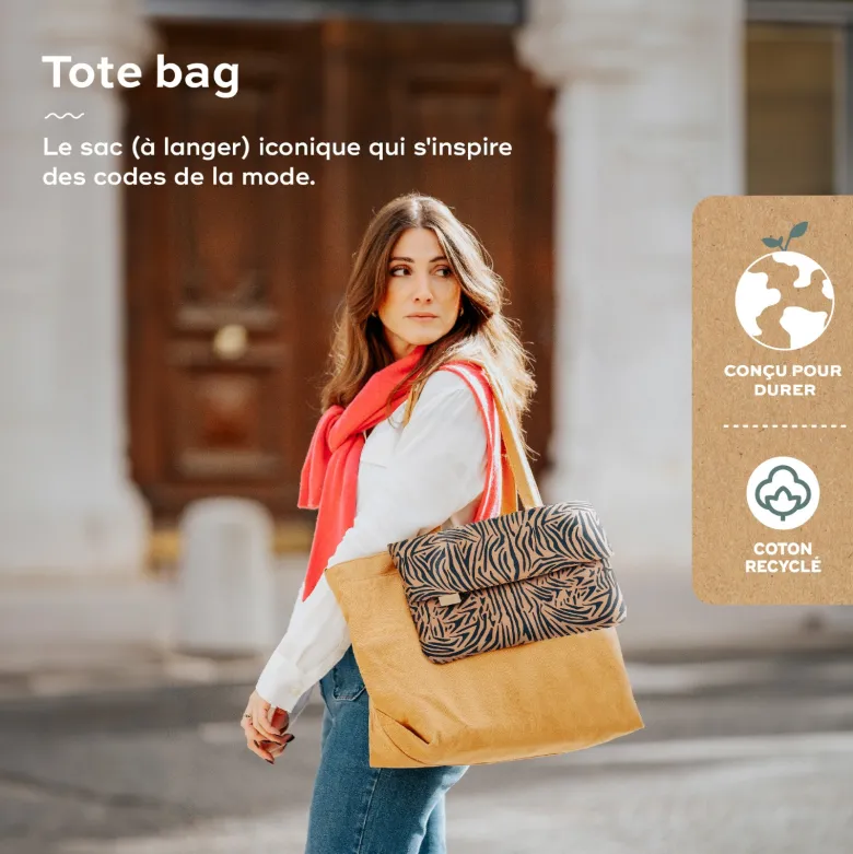 Sac à langer tote bag tendance zebra Orange