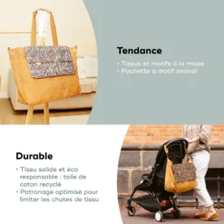 Sac à langer tote bag tendance zebra Orange