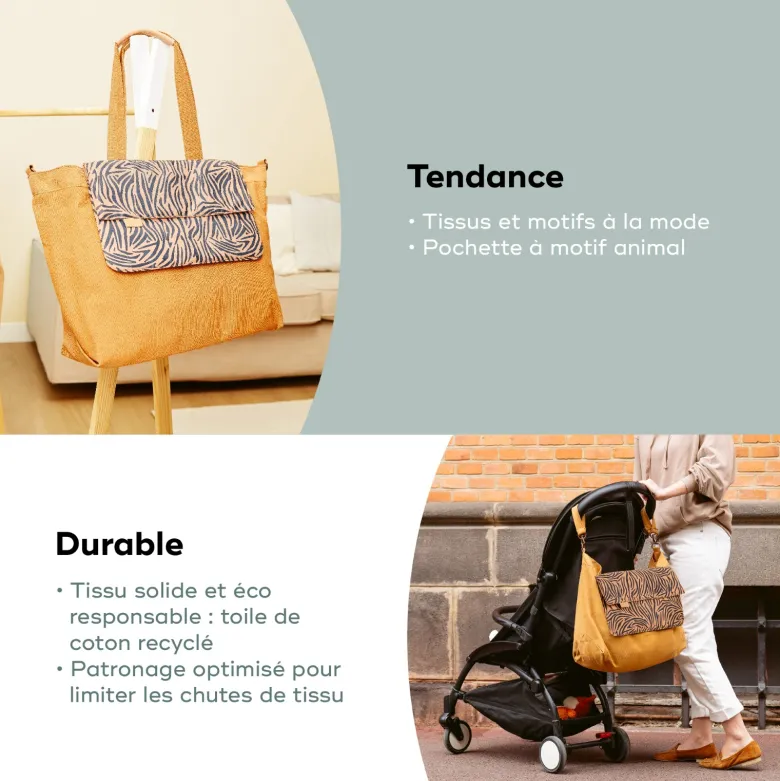 Sac à langer tote bag tendance zebra Orange