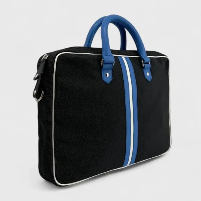 Sac ordinateur en tissu noir dino cobalt blanc cobalt