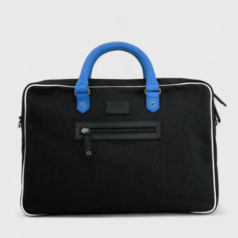 Sac ordinateur en tissu noir dino cobalt blanc cobalt