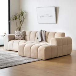 Salford - canapé d'angle 3-4 places nuage en velours beige