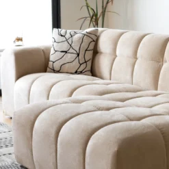 Salford - canapé d'angle 3-4 places nuage en velours beige