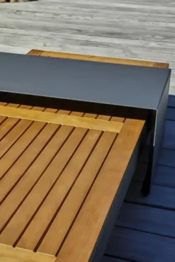 Salon de jardin d'angle 6 places en bois d' et alu - gris anthracite
