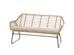 Salon de jardin en résine tressée lambada sésame avec table basse rectangulaire