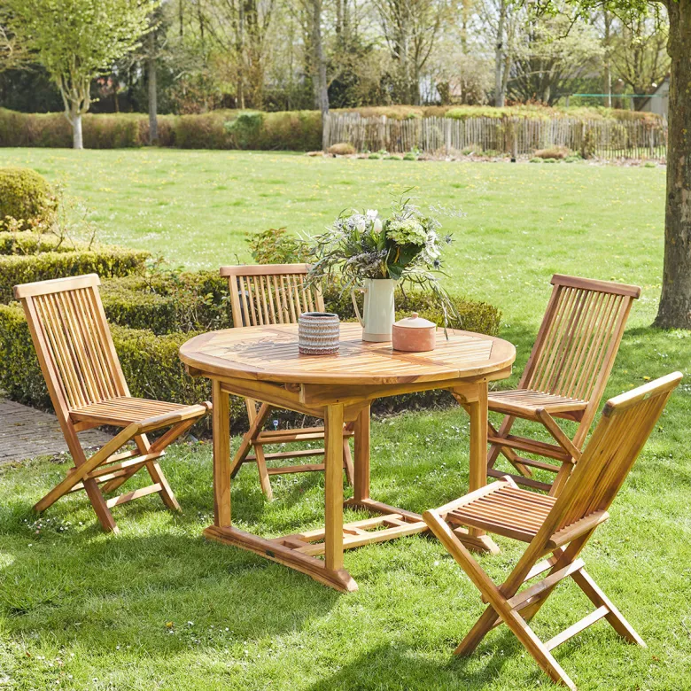 Salon de jardin teck huilé 4 /8 pers tab