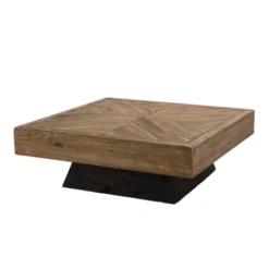 Sandy - table basse carrée 99.5x99.5cm bois pin recyclé marron