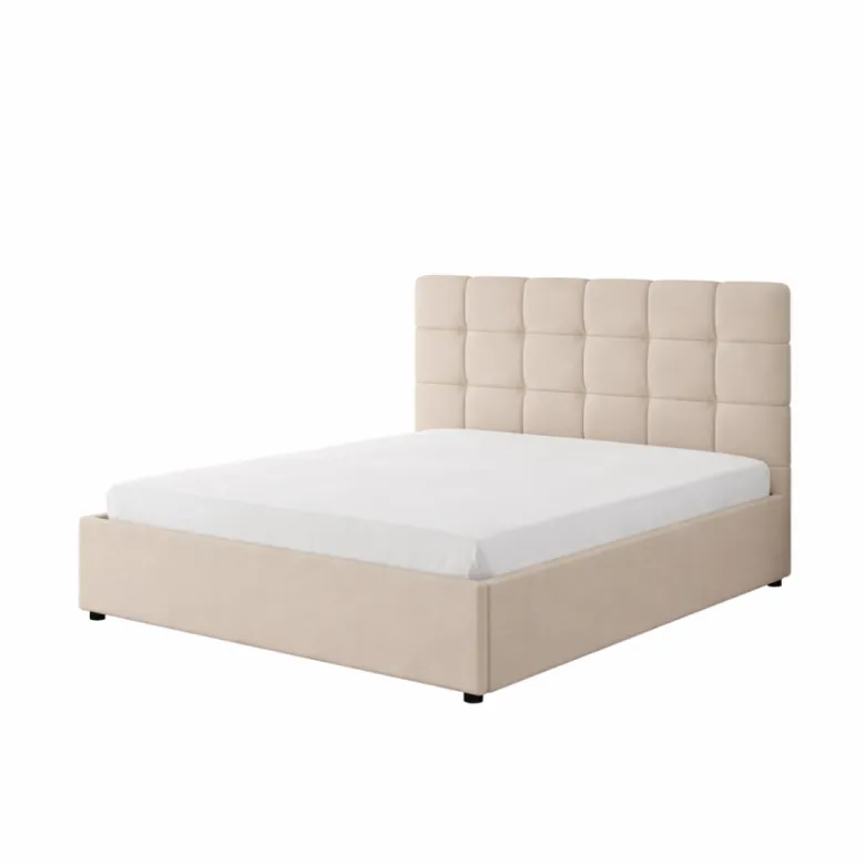 Santa lit avec coffre de rangement 140x190cm velours beige