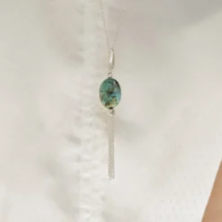 Sautoir turquoise argent