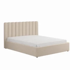 Savannah lit avec coffre de rangement 160x200cm velours beige