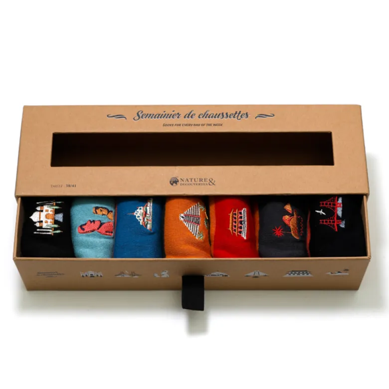Semainier chaussettes 7 Merveilles 42-45