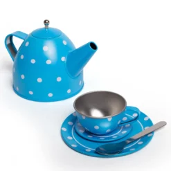 Service à thé à pois bleus