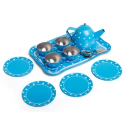 Service à thé à pois bleus