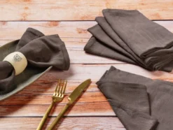 Serviette de table - lin et coton marron