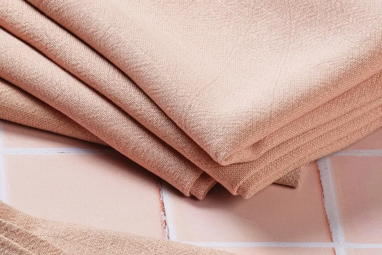Serviette de table - lin et coton rose