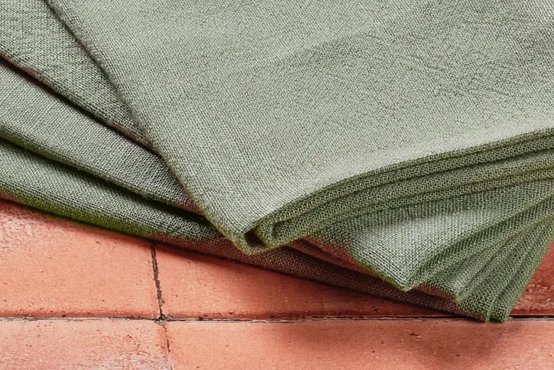Serviette de table - lin et coton vert