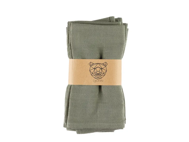 Serviette de table - lin et coton vert