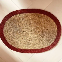 Set de table ovale naturel et rouge 45 x 32 cm