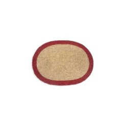 Set de table ovale naturel et rouge 45 x 32 cm