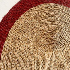 Set de table ovale naturel et rouge 45 x 32 cm