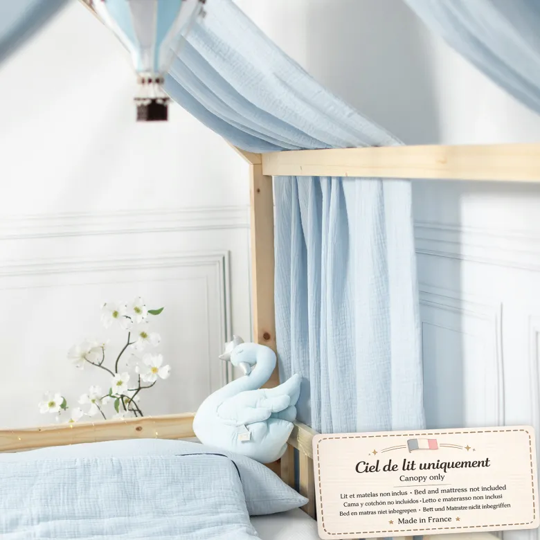 Set double ciel de lit cabane bleu