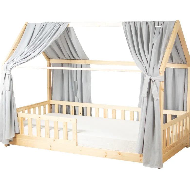 Set double ciel de lit cabane gris