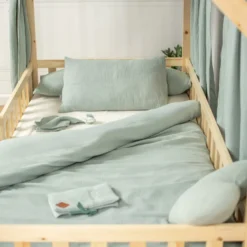Set double ciel de lit cabane vert