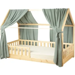 Set double ciel de lit cabane vert
