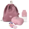 Set goûter enfant rose + accessoires