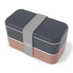 Set repas lunch box rectangle bleu et rose