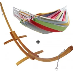 Set support bois avec hamac double confort