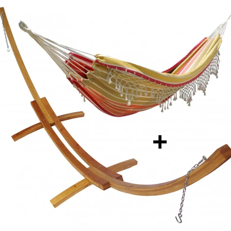 Set support bois avec hamac double franges chic