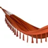 Set support bois avec hamac double orange à pompons