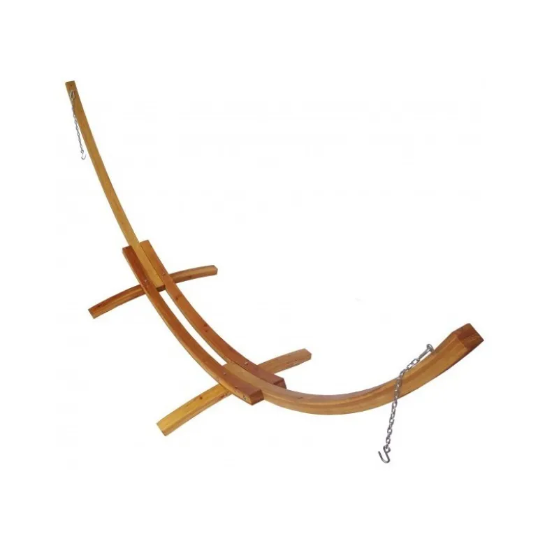 Set support bois avec hamac double orange à pompons