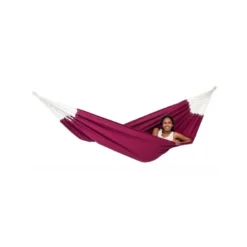 Set support bois avec hamac double brésilien bordeaux