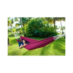 Set support bois avec hamac double brésilien bordeaux