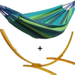Set support en métal avec petit hamac bleu et vert