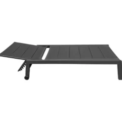 Set transat et table d'appoint barbados textilène noir - aluminium anthracite