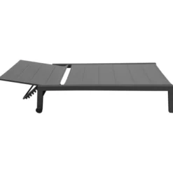 Set transat et table d'appoint barbados textilène gris - aluminium anthracite