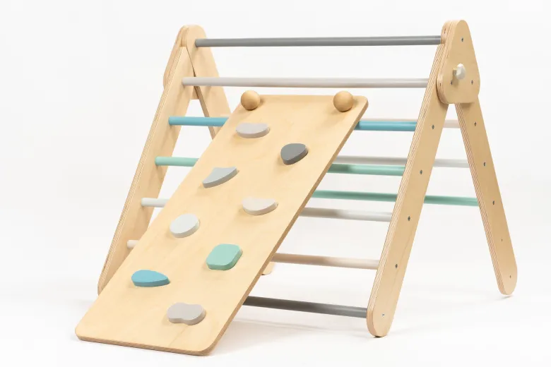 Set triangle pikler mur et rampe naturel Bois