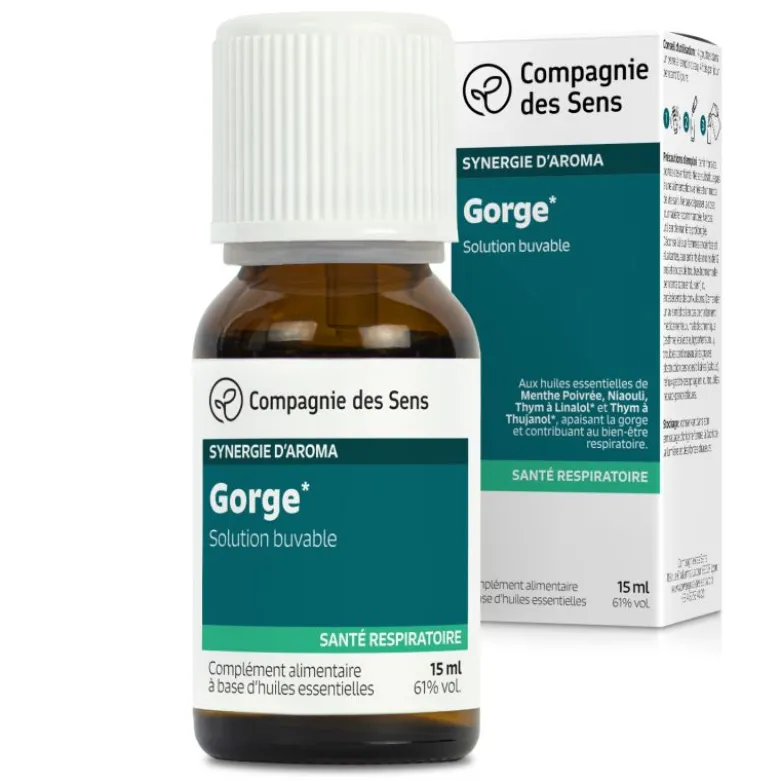 Soin de la gorge - huiles essentielles en solution buvable
