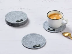 Sous-verre rond - feutre recyclé gris