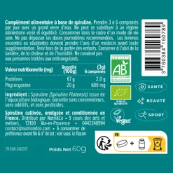 Spiruline française bio - tonus 20 jours